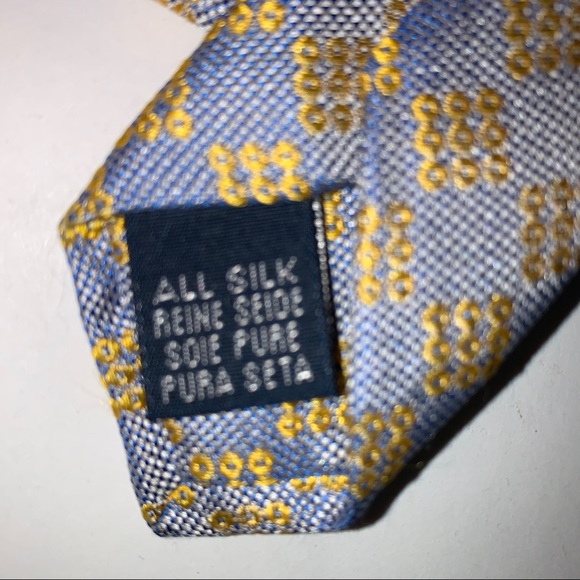 authentic BURBERRY 100% silk NECKTIE blue/yellow - Picture 3 of 8